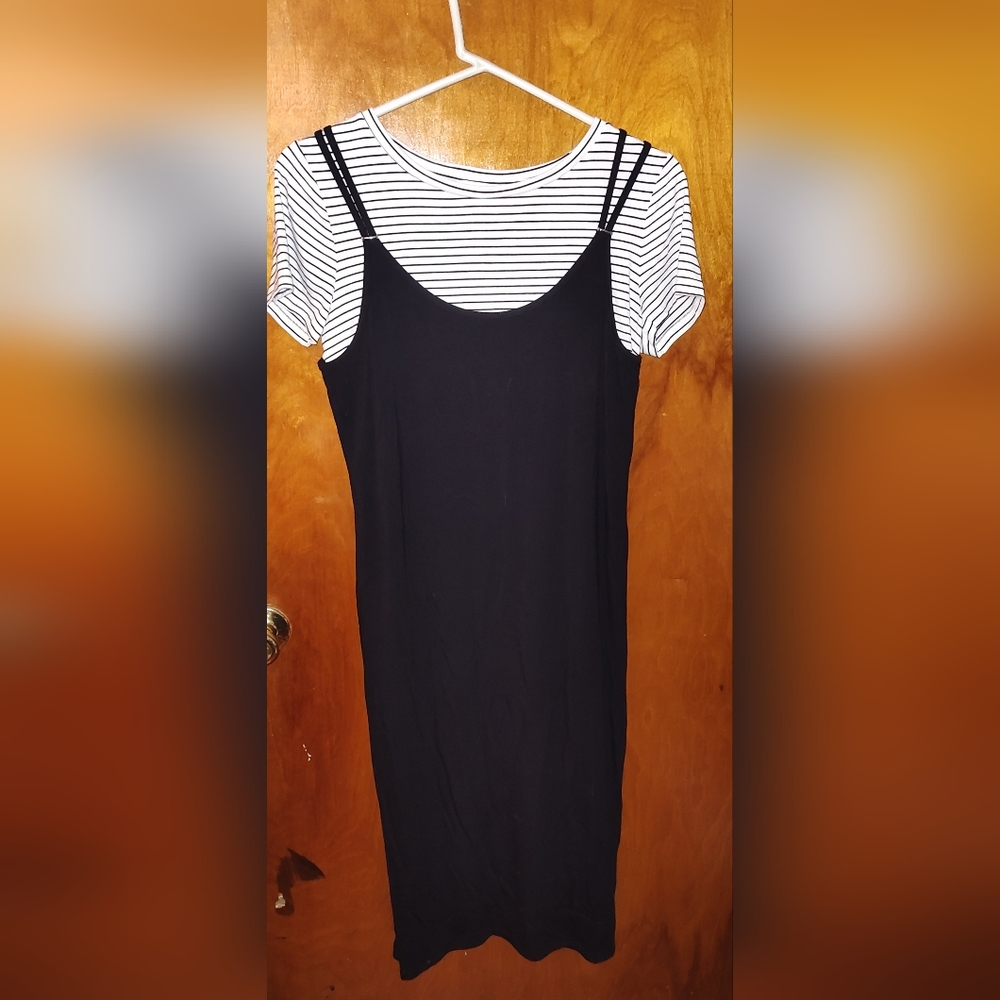 Calvin Klein Layered Tee Shirt Midi Dress Size S